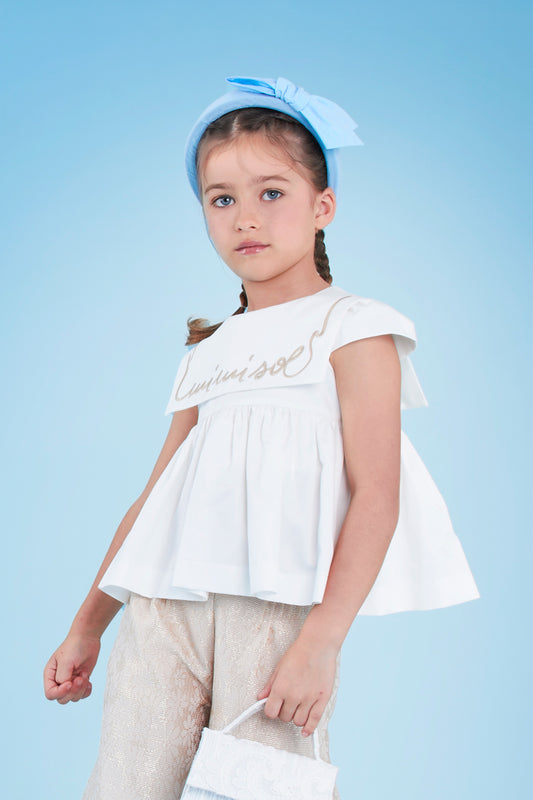 Top in cotone con logo ricamato