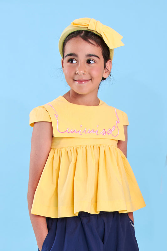 Top in cotone con logo ricamato