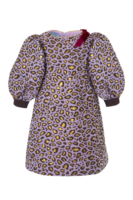 Abito in jacquard leopardato