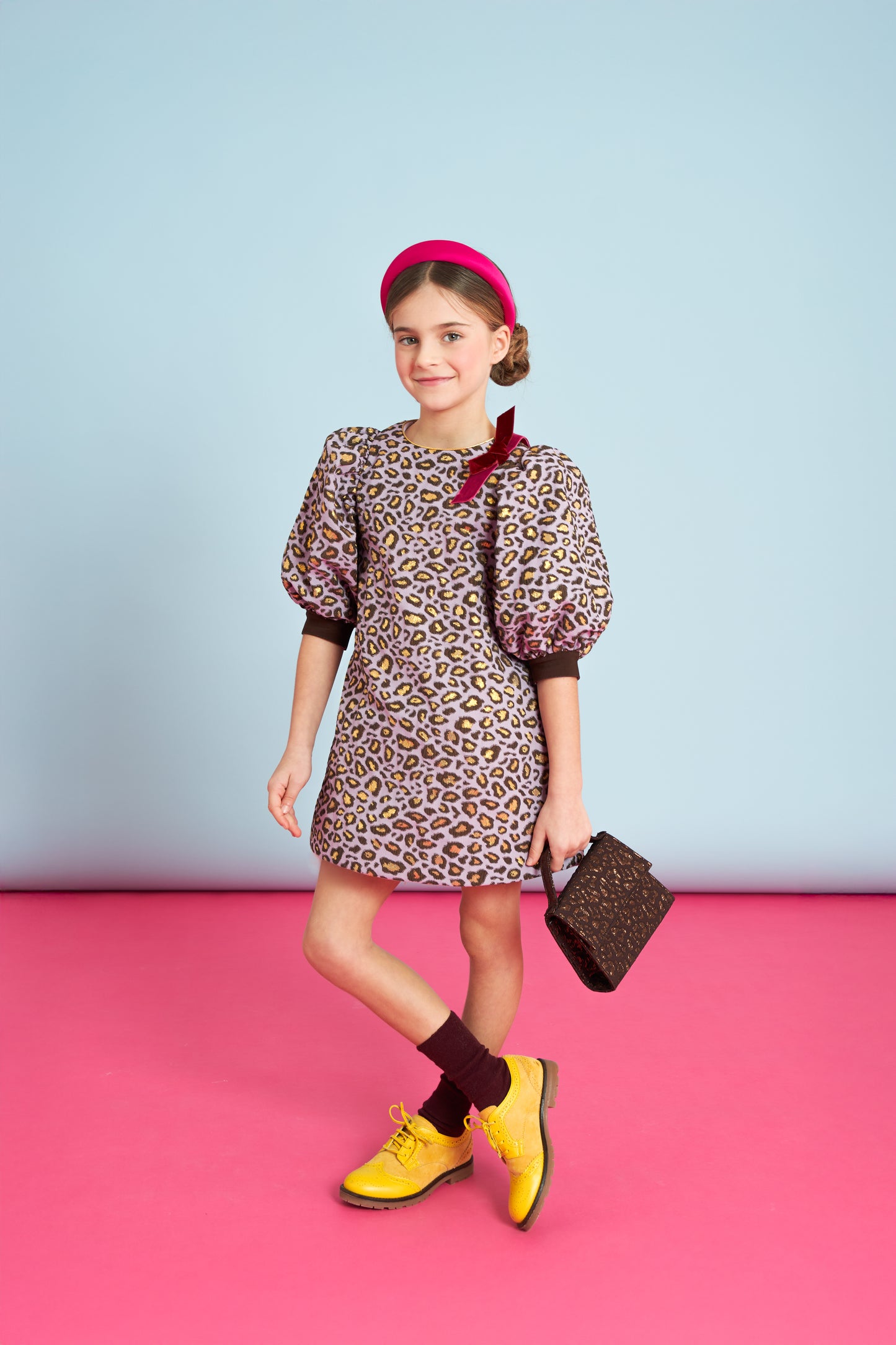 Abito in jacquard leopardato