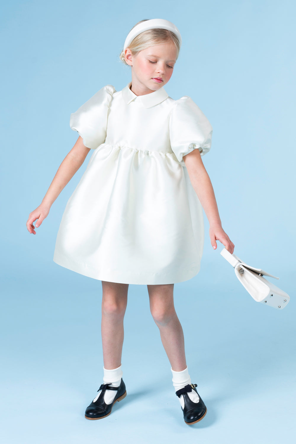 Mimisol Cappotto azzurro in panno da bambina MFCT043