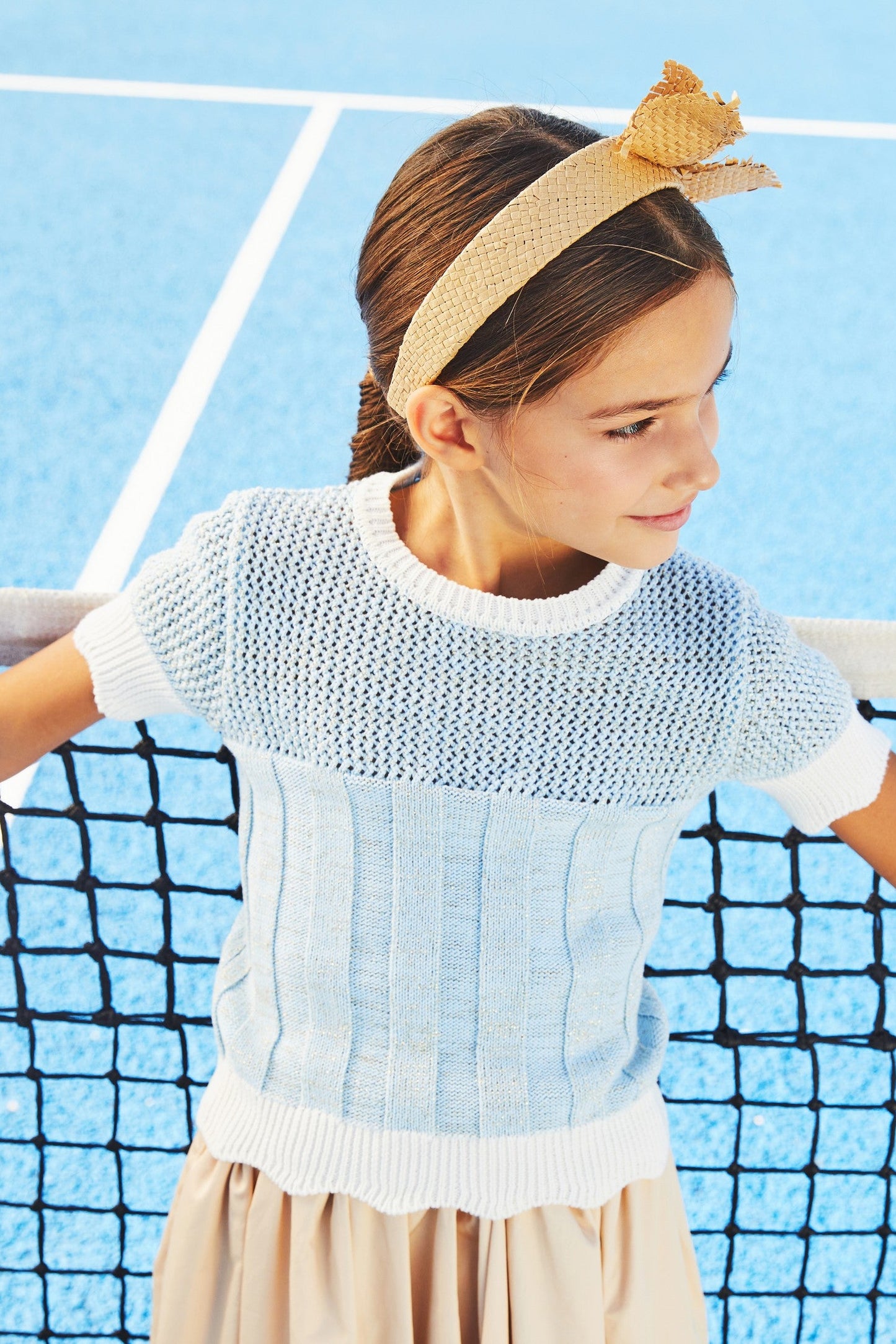 Lurex-cotton knit top