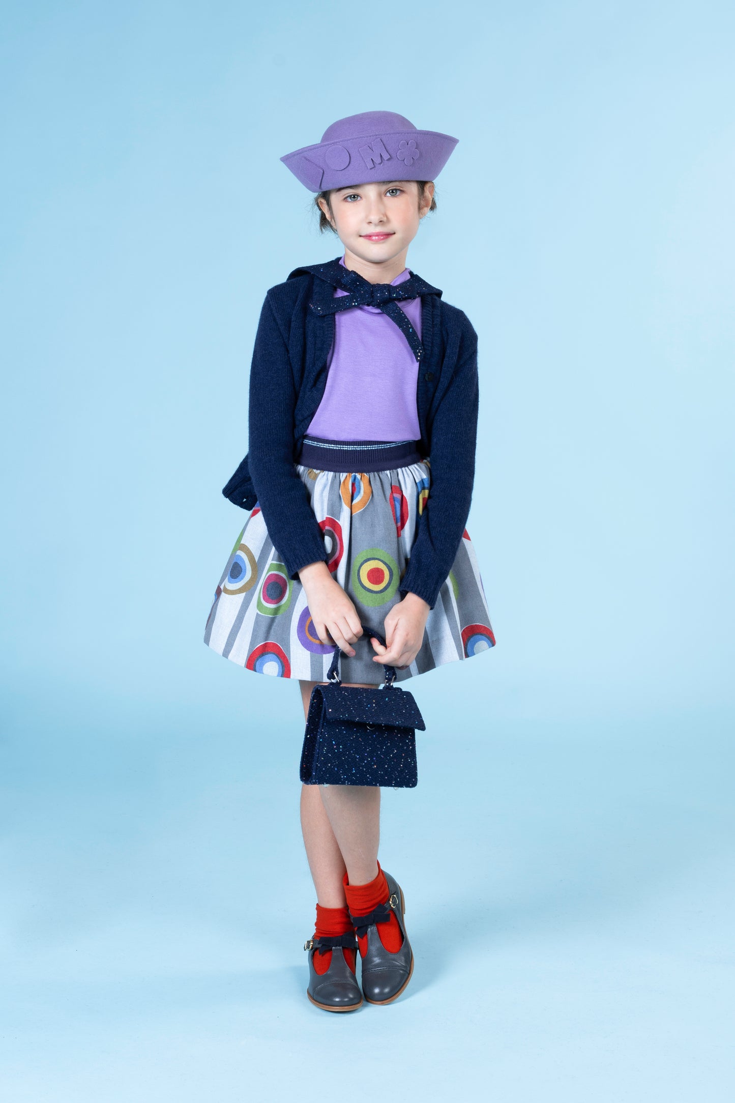 Multicolor-print cotton skirt 