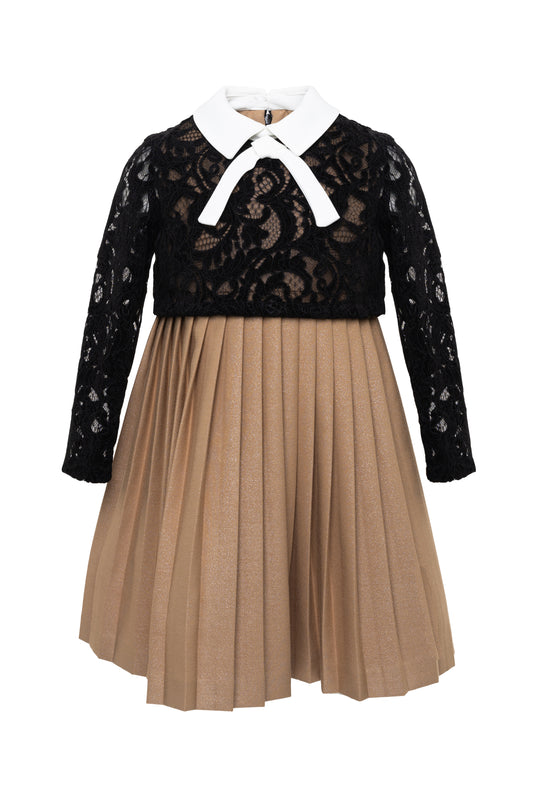 Abito plissato in pizzo vellutato