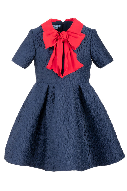 Abito in tessuto jacquard con fiocco