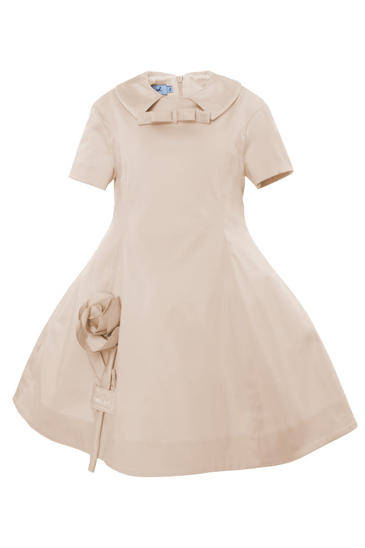 Abito redingote in cotone con fiore