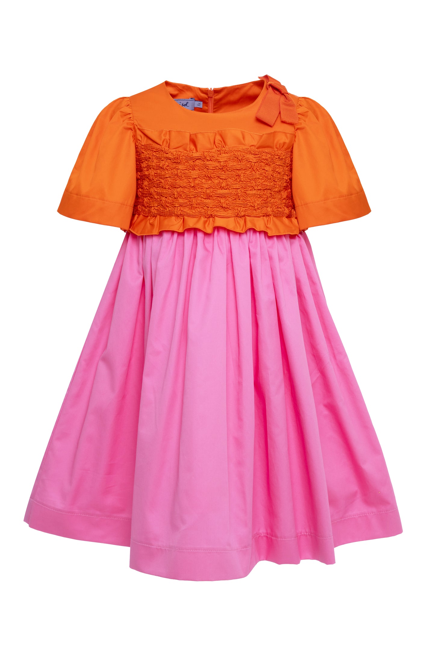 Abito in cotone con corpino punto smock