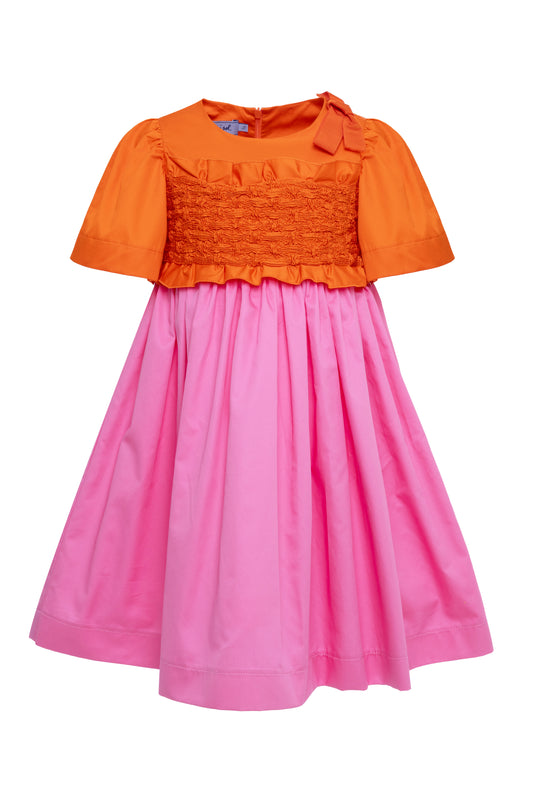 Abito in cotone con corpino punto smock