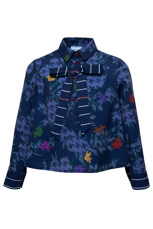 Top stampato con fiocco