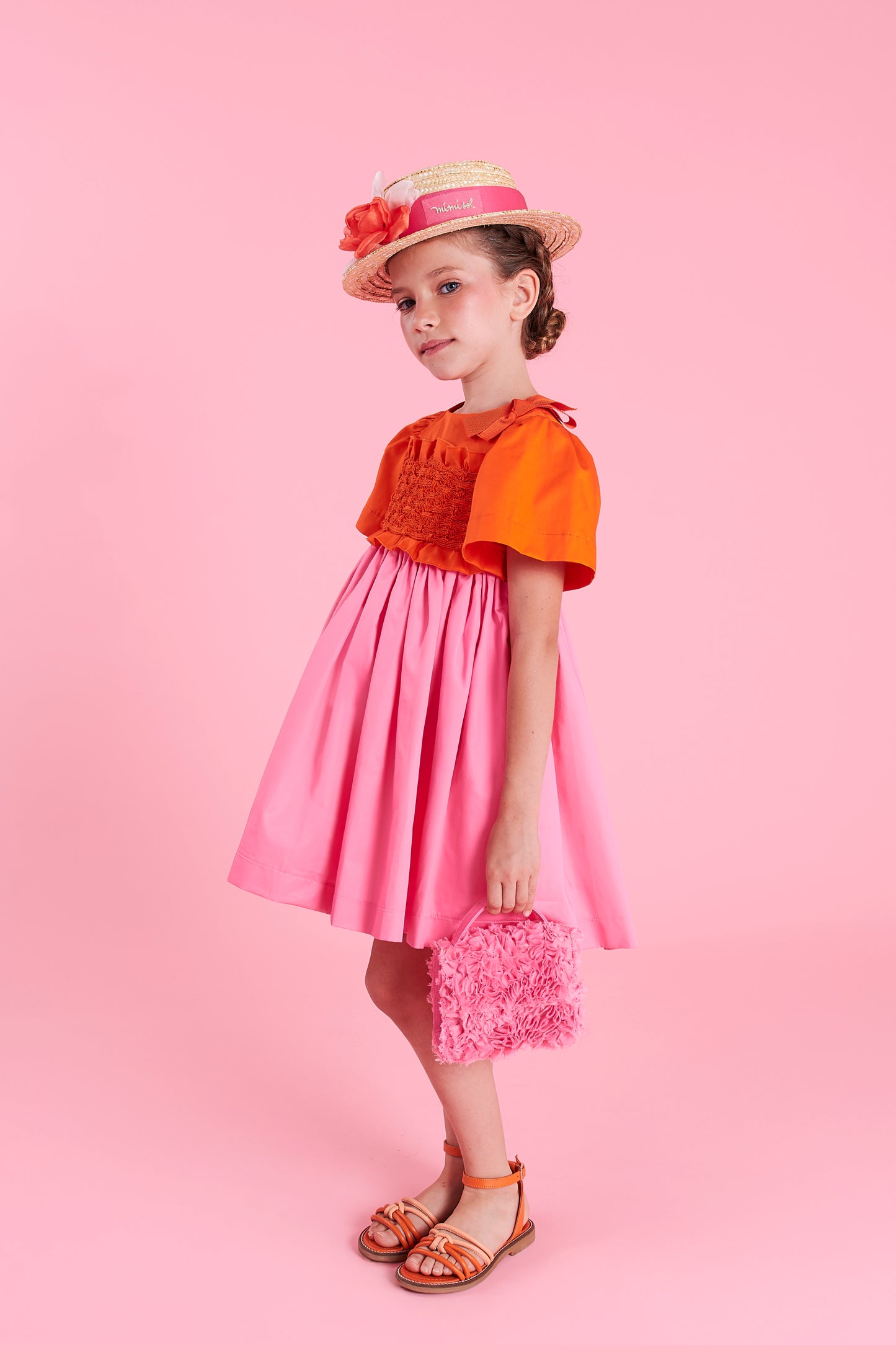 Abito in cotone con corpino punto smock