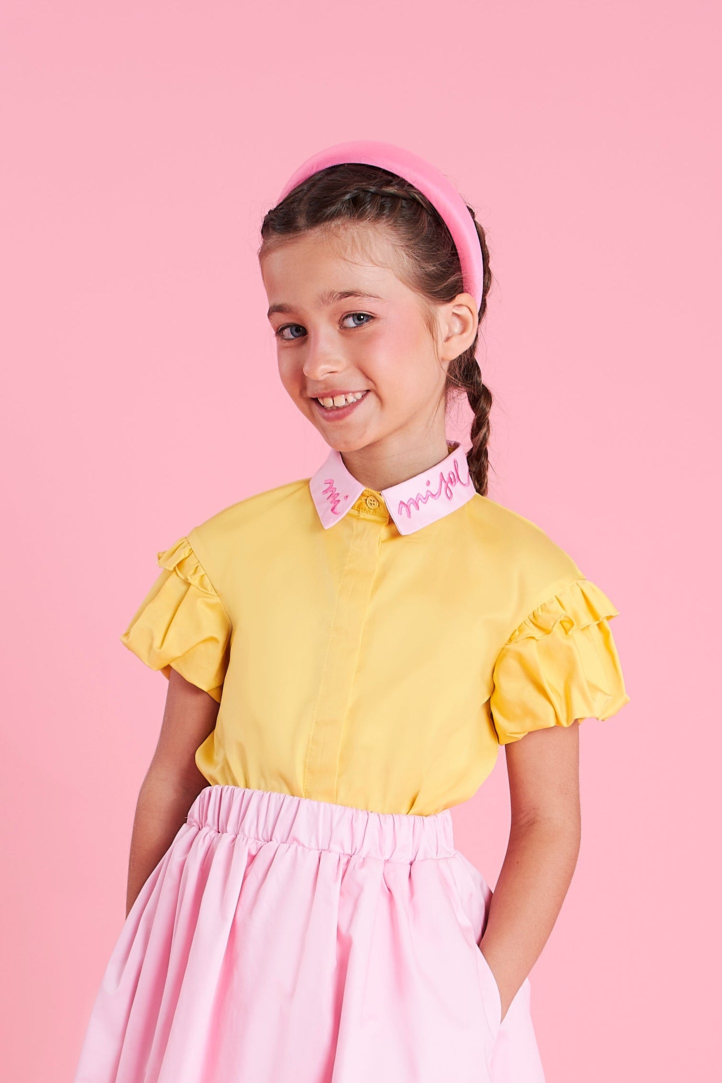 Camicia in cotone con logo ricamato