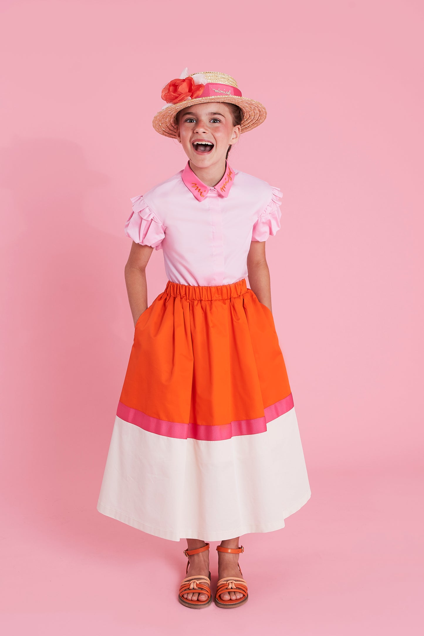 Camicia in cotone con logo ricamato