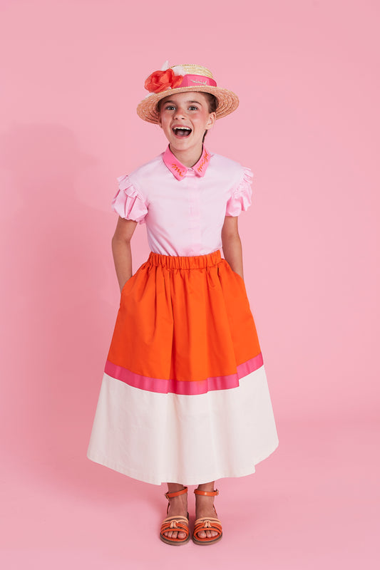 Gonnellone color block in cotone