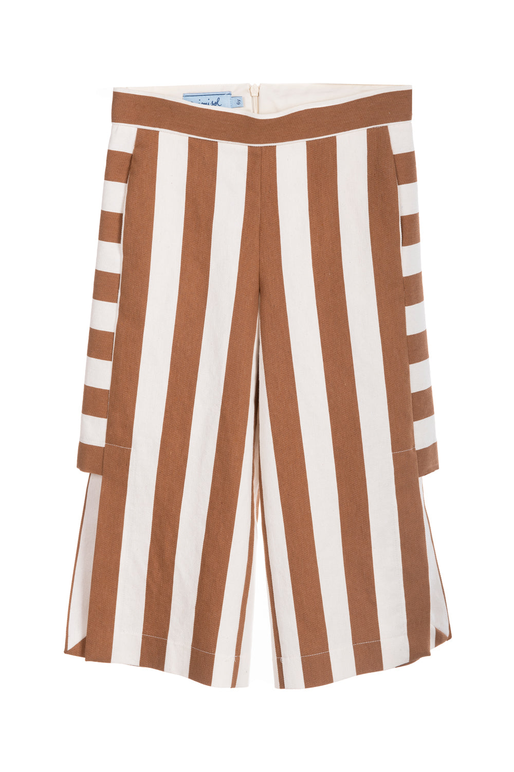 Side-slit striped trousers