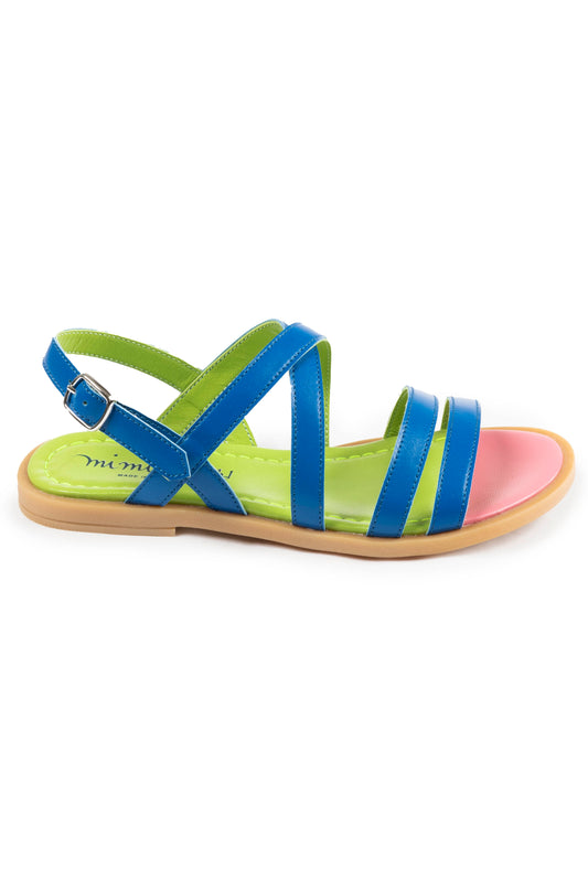Leather sandals with colored straps